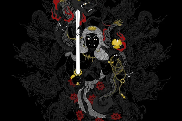 不動明王立像(モノクロ)